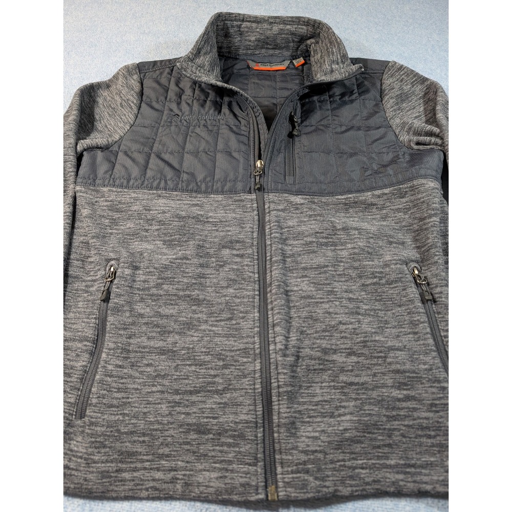 Free Country Mens Hybrid Fleece Jacket Gray Quilted Full Zip 268-M93337S Small - Picture 5 of 9